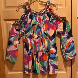 New Ninety Multicolor Cold Shoulder Blouse